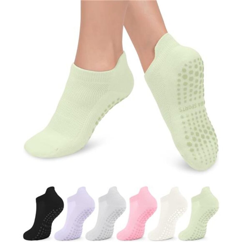 6 Pairs Grip Pilates Socks for Women, Non-slip Yoga Athletic Socks